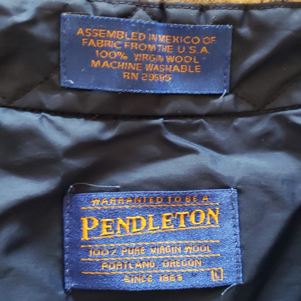 Pendleton Genuine Wool Button Down Plaid Shirt L - image 7